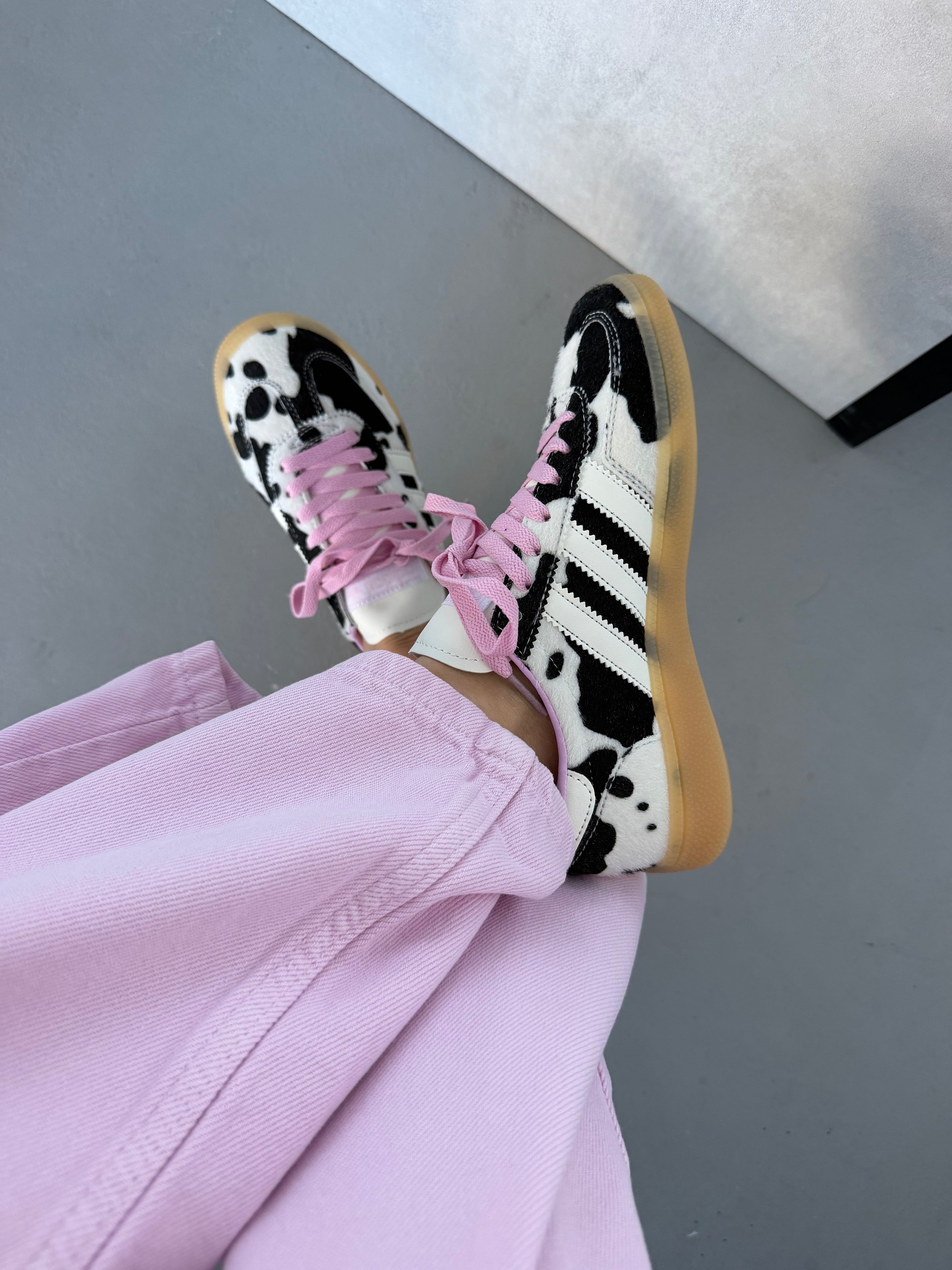Adidas Samba Pink Laces Cow Print