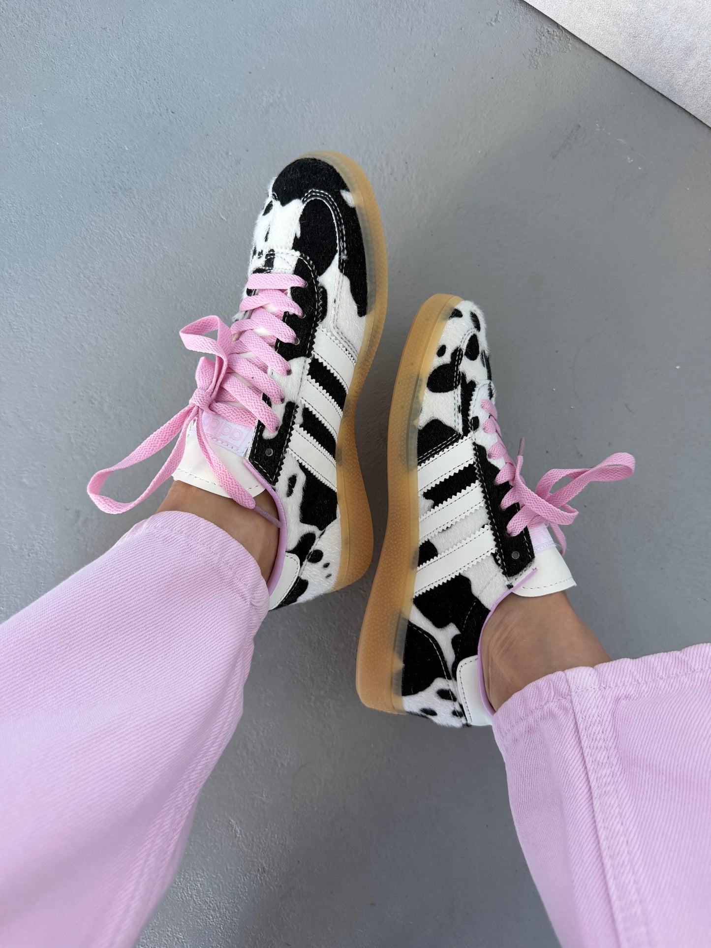 Adidas Samba Pink Laces Cow Print