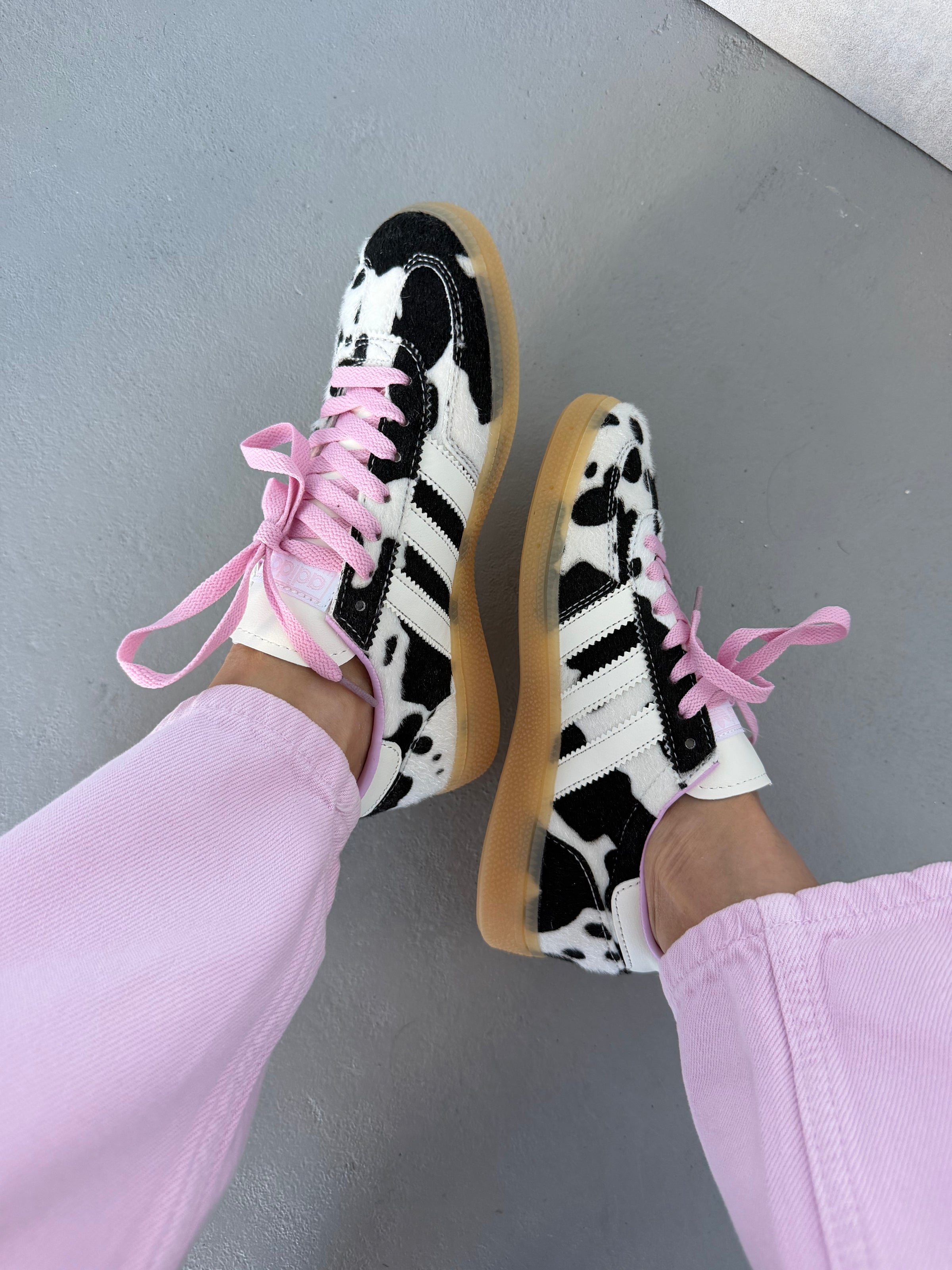 Adidas Samba Pink Laces Cow Print