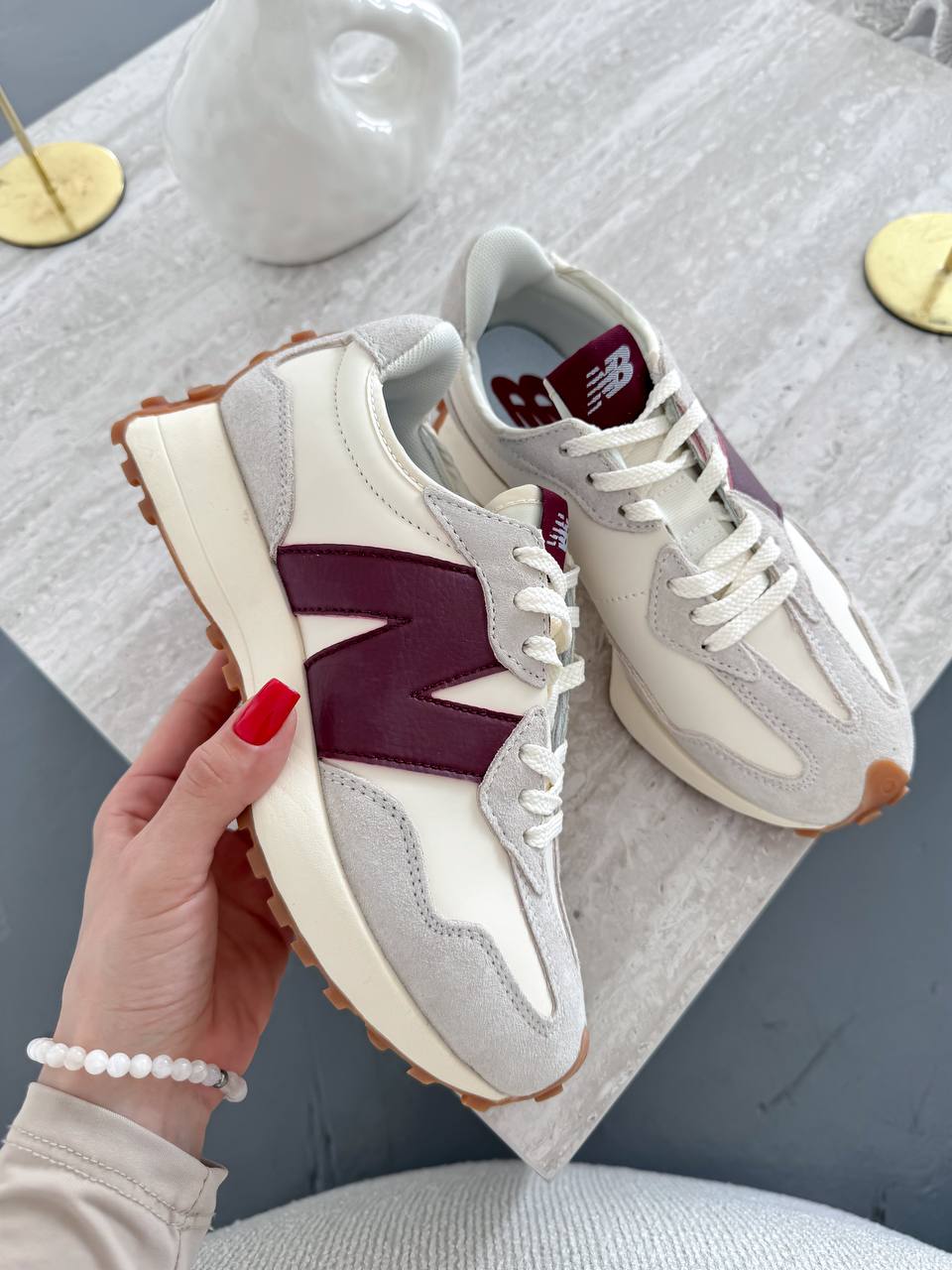 New balance 327 White Dark Red - oceanhype - 