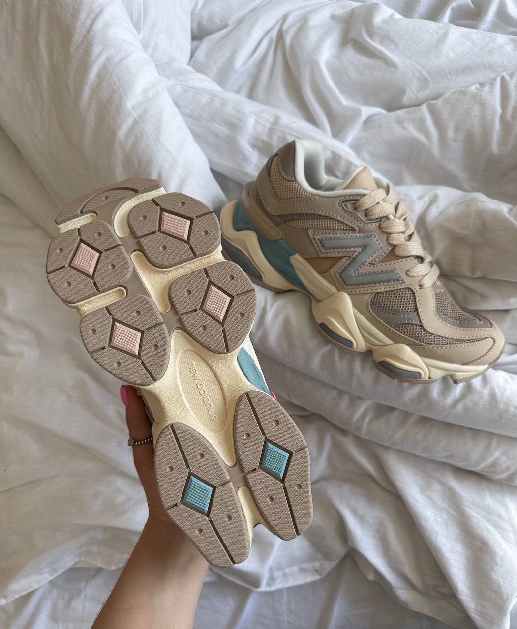 New Balance 9060 Ivory Cream Pink Sand - oceanhype - 