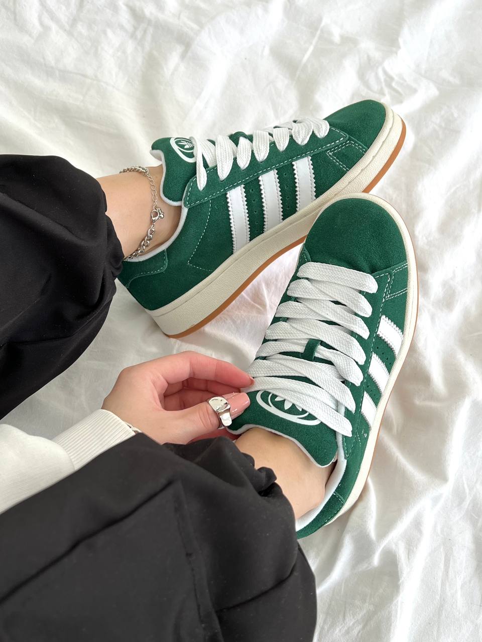 Adidas Campus Dark Green White - oceanhype - 