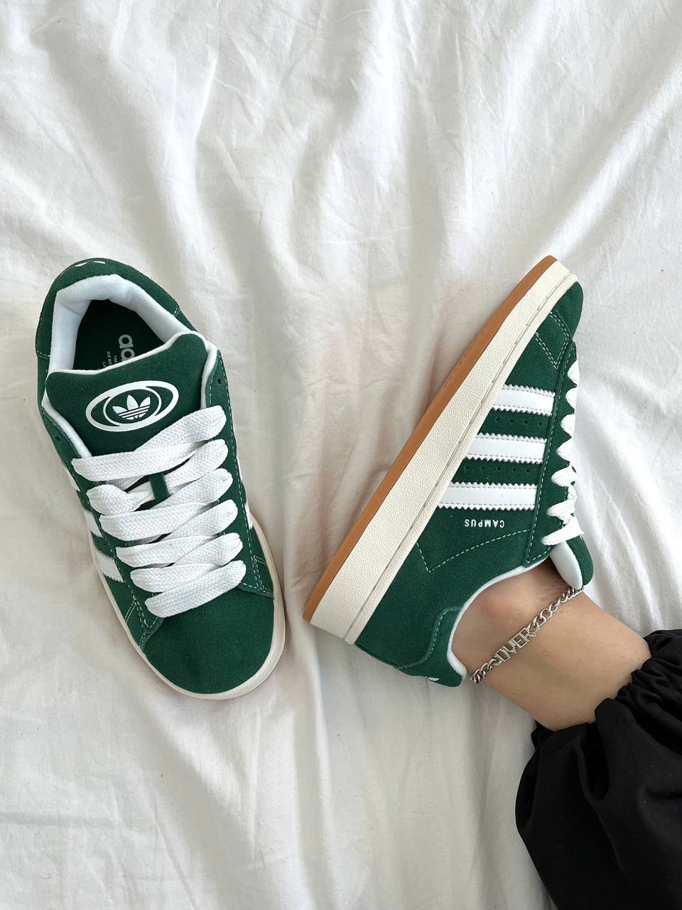 Adidas Campus Dark Green White - oceanhype - 