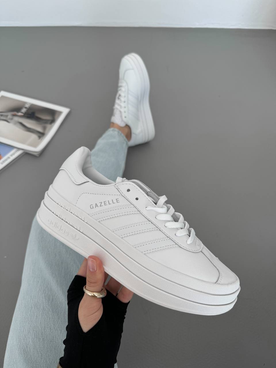 Adidas Gazelle Bold Triple White - oceanhype - 