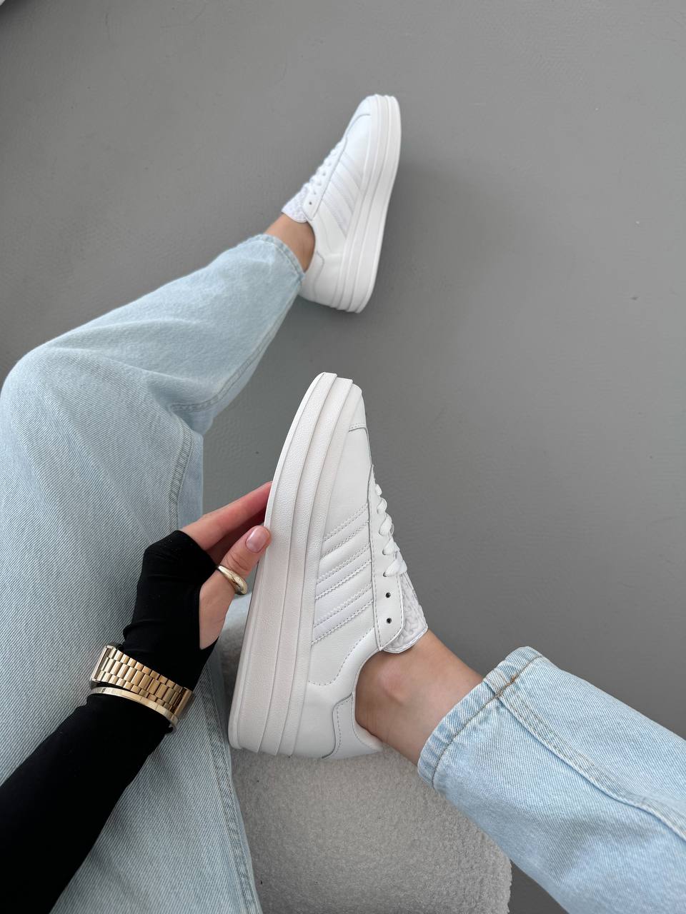 Adidas Gazelle Bold Triple White - oceanhype - 