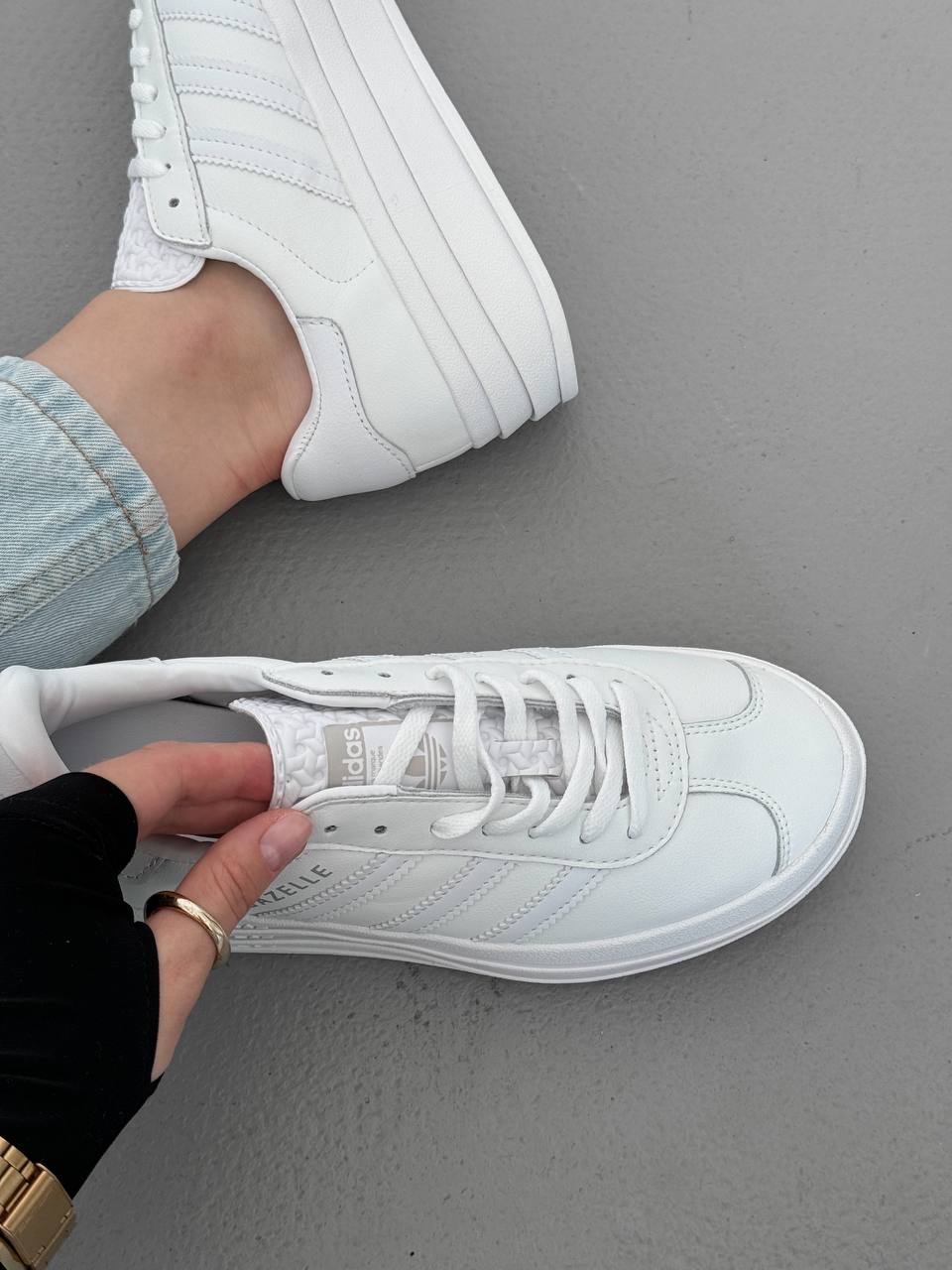 Adidas Gazelle Bold Triple White - oceanhype - 