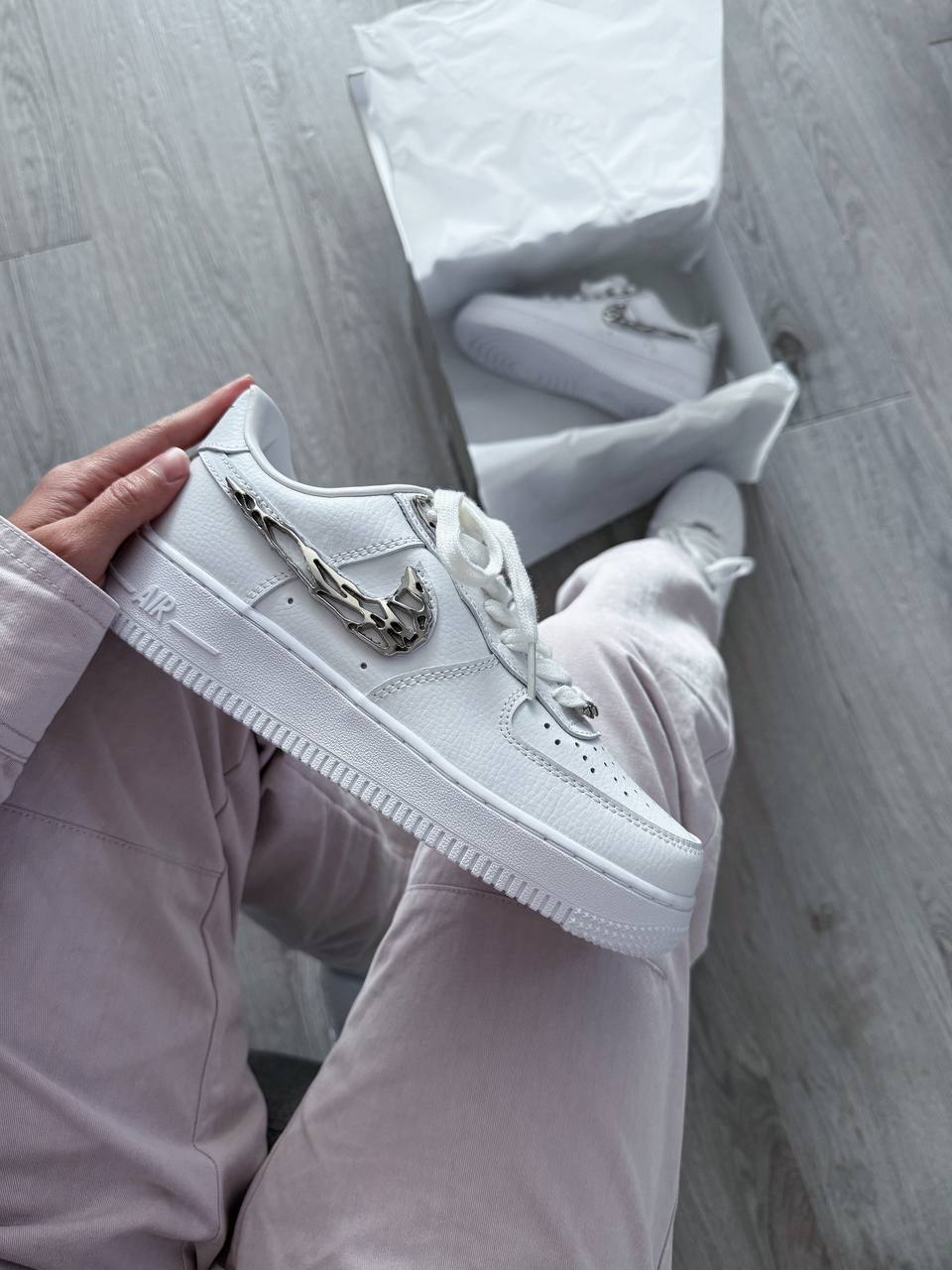 Nike Air Force 1 Low Molten Liquid Metal Silver White - oceanhype - 