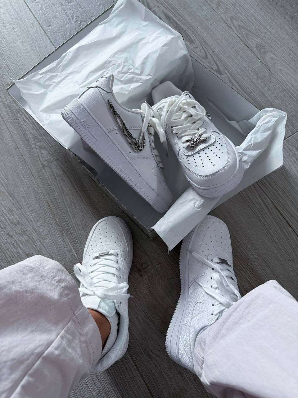 Nike Air Force 1 Low Molten Liquid Metal Silver White - oceanhype - 