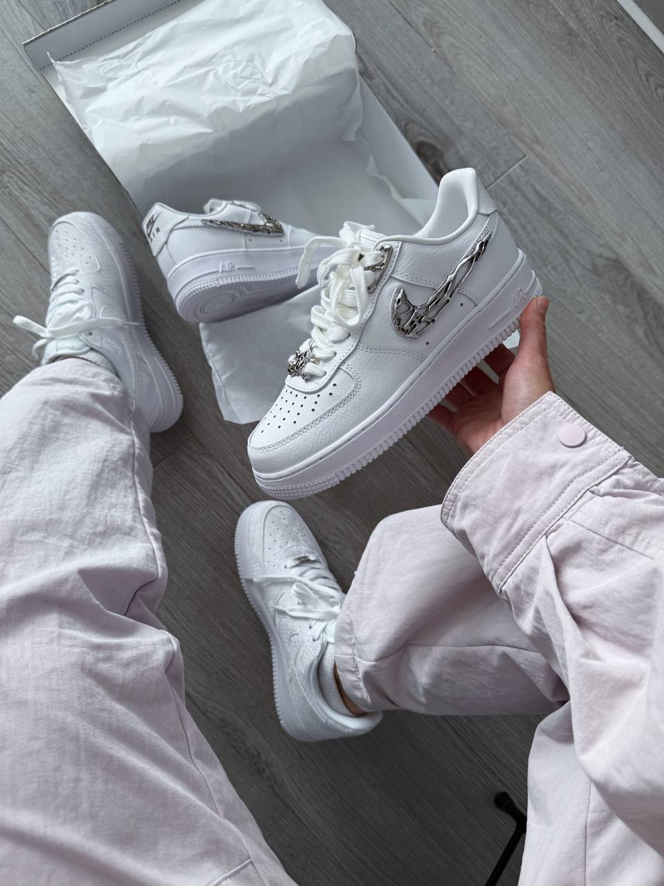 Nike Air Force 1 Low Molten Liquid Metal Silver White - oceanhype - 