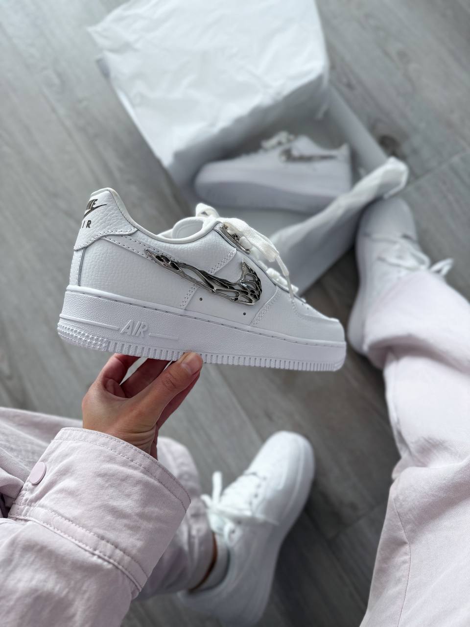 Nike Air Force 1 Low Molten Liquid Metal Silver White - oceanhype - 