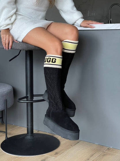 UGG Classic Sweater Letter Tall Boot Black - oceanhype - 