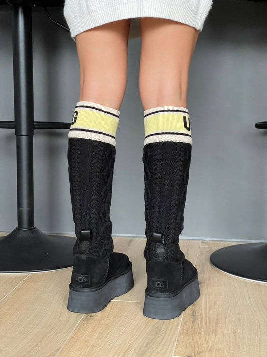UGG Classic Sweater Letter Tall Boot Black - oceanhype - 
