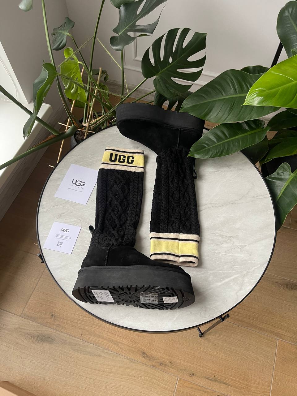 UGG Classic Sweater Letter Tall Boot Black - oceanhype - 