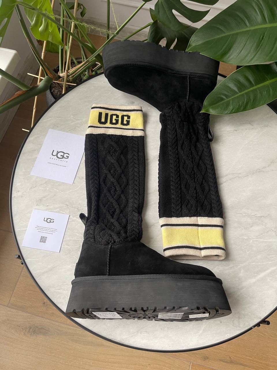 UGG Classic Sweater Letter Tall Boot Black - oceanhype - 