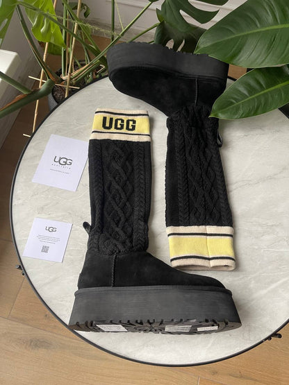 UGG Classic Sweater Letter Tall Boot Black - oceanhype - 
