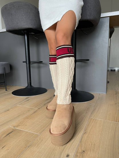 Classic Sweater Letter Boot Chestnut - oceanhype - 