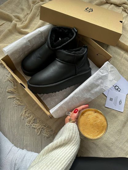 UGG Ultra Mini Platform Leather Black - oceanhype - 
