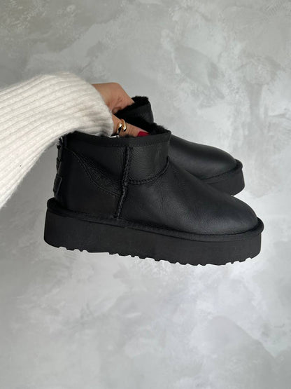 UGG Ultra Mini Platform Leather Black - oceanhype - 
