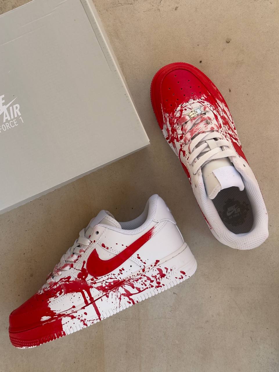 Nike Air Force 1 Custom Blood White Red - oceanhype - 