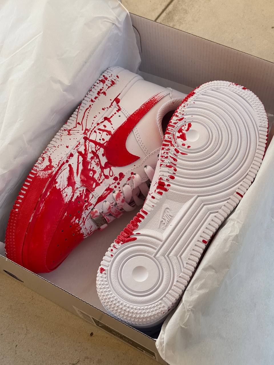 Nike Air Force 1 Custom Blood White Red - oceanhype - 
