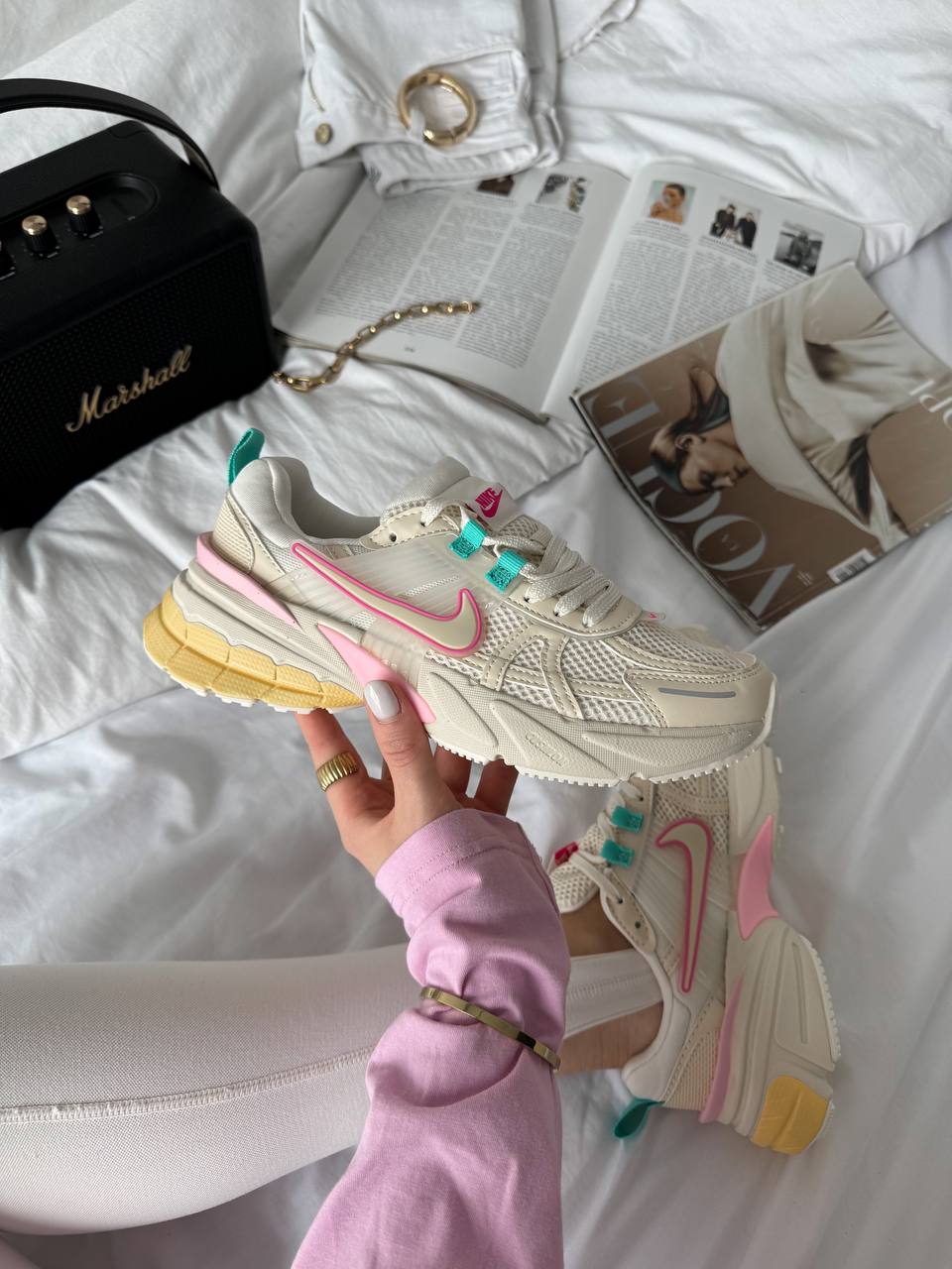 Nike V2K Runtekk Beige Pink Blue - oceanhype - 