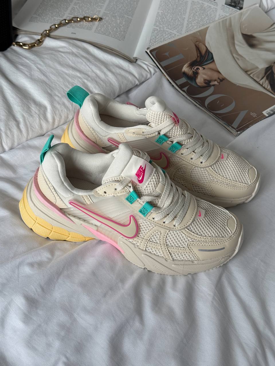 Nike V2K Runtekk Beige Pink Blue - oceanhype - 
