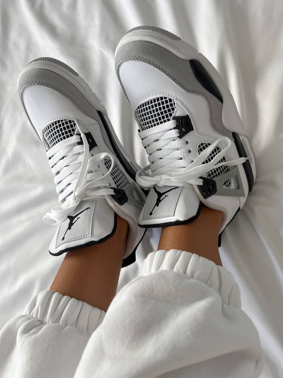 Nike Air Jordan 4 Retro White Black Gray - oceanhype - 