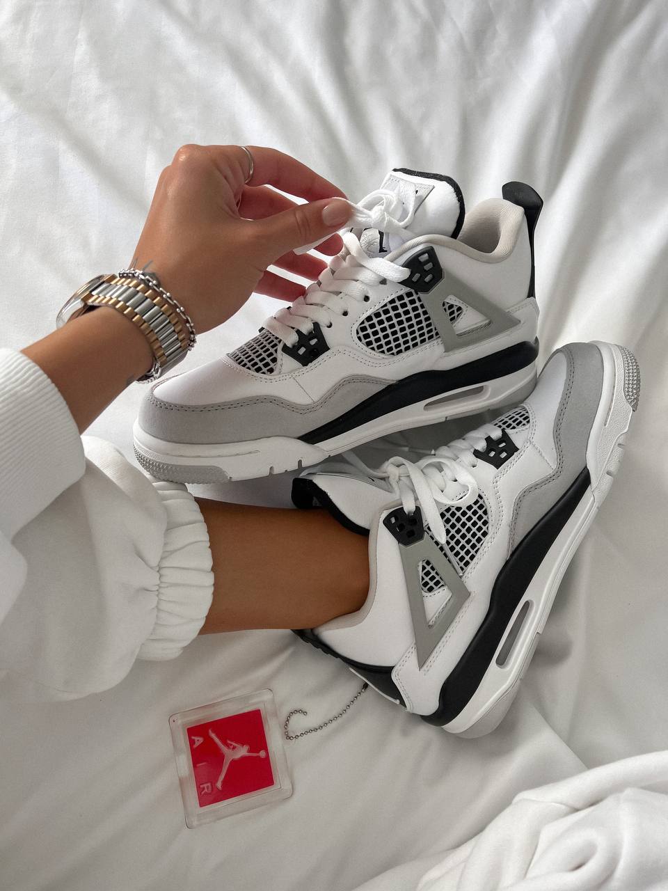 Nike Air Jordan 4 Retro White Black Gray - oceanhype - 