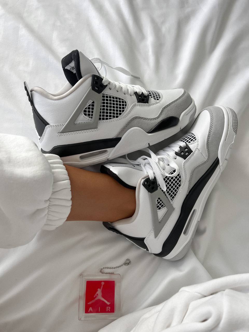Nike Air Jordan 4 Retro White Black Gray - oceanhype - 