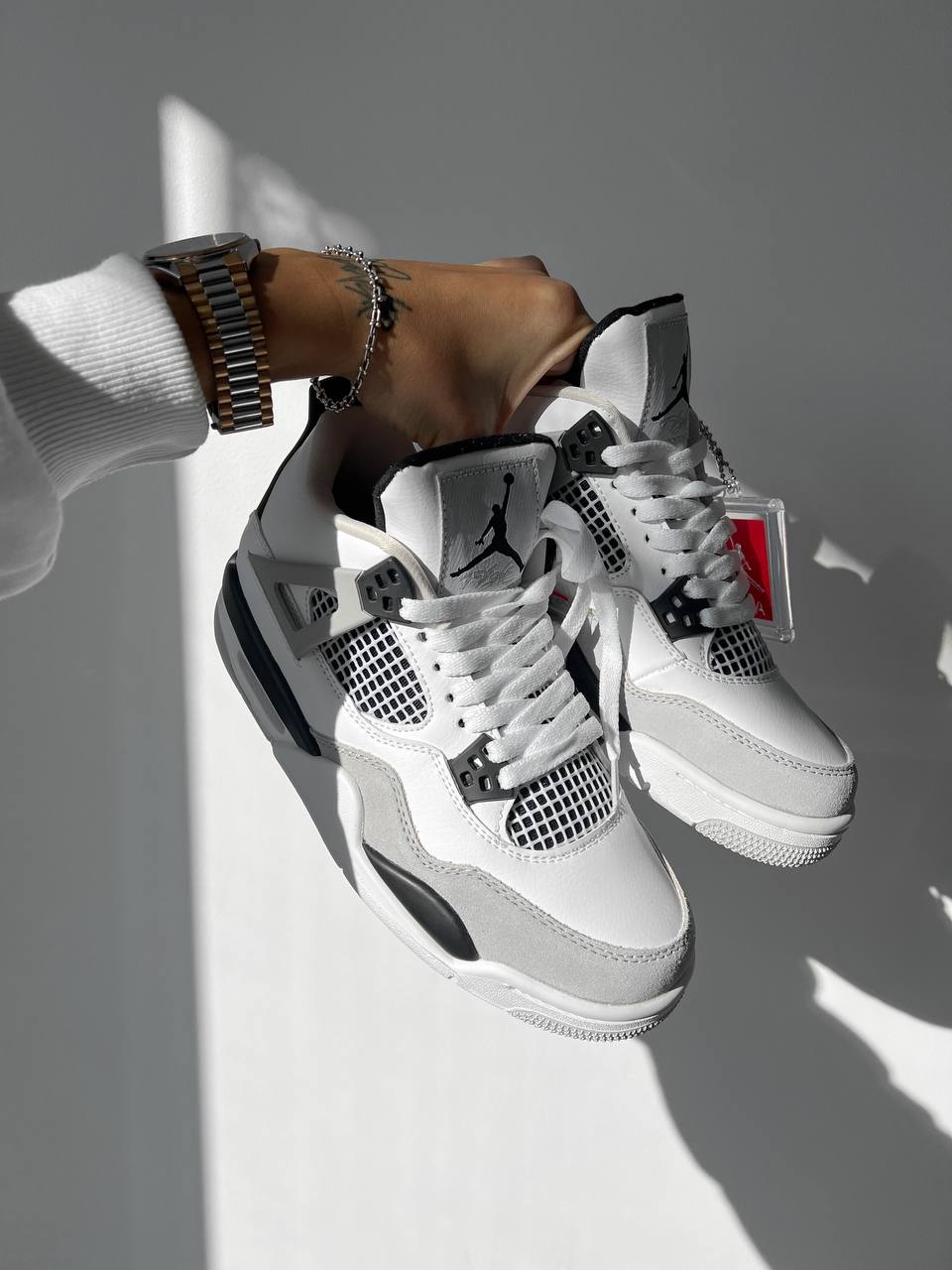 Nike Air Jordan 4 Retro White Black Gray - oceanhype - 
