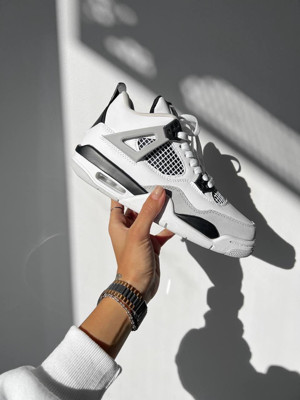 Nike Air Jordan 4 Retro White Black Gray - oceanhype - 
